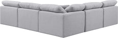 Meridian Furniture - Indulge 105" Grey Linen Textured Fabric Upholstered 5pc. Sectional - 141Grey-Sec5B - GreatFurnitureDeal