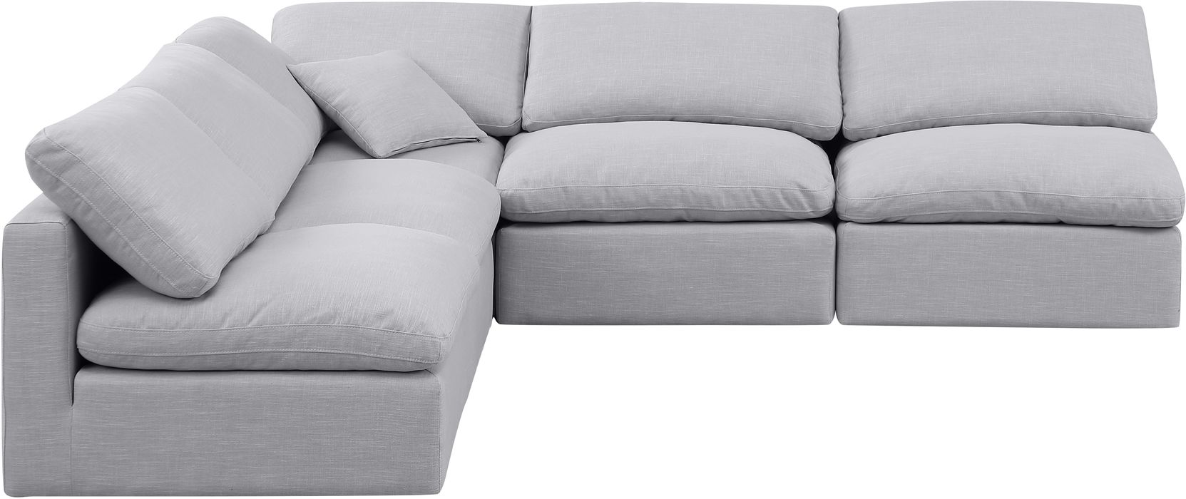 Meridian Furniture - Indulge 105" Grey Linen Textured Fabric Upholstered 5pc. Sectional - 141Grey-Sec5B - GreatFurnitureDeal