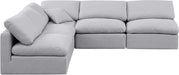Meridian Furniture - Indulge 105" Grey Linen Textured Fabric Upholstered 5pc. Sectional - 141Grey-Sec5B - GreatFurnitureDeal