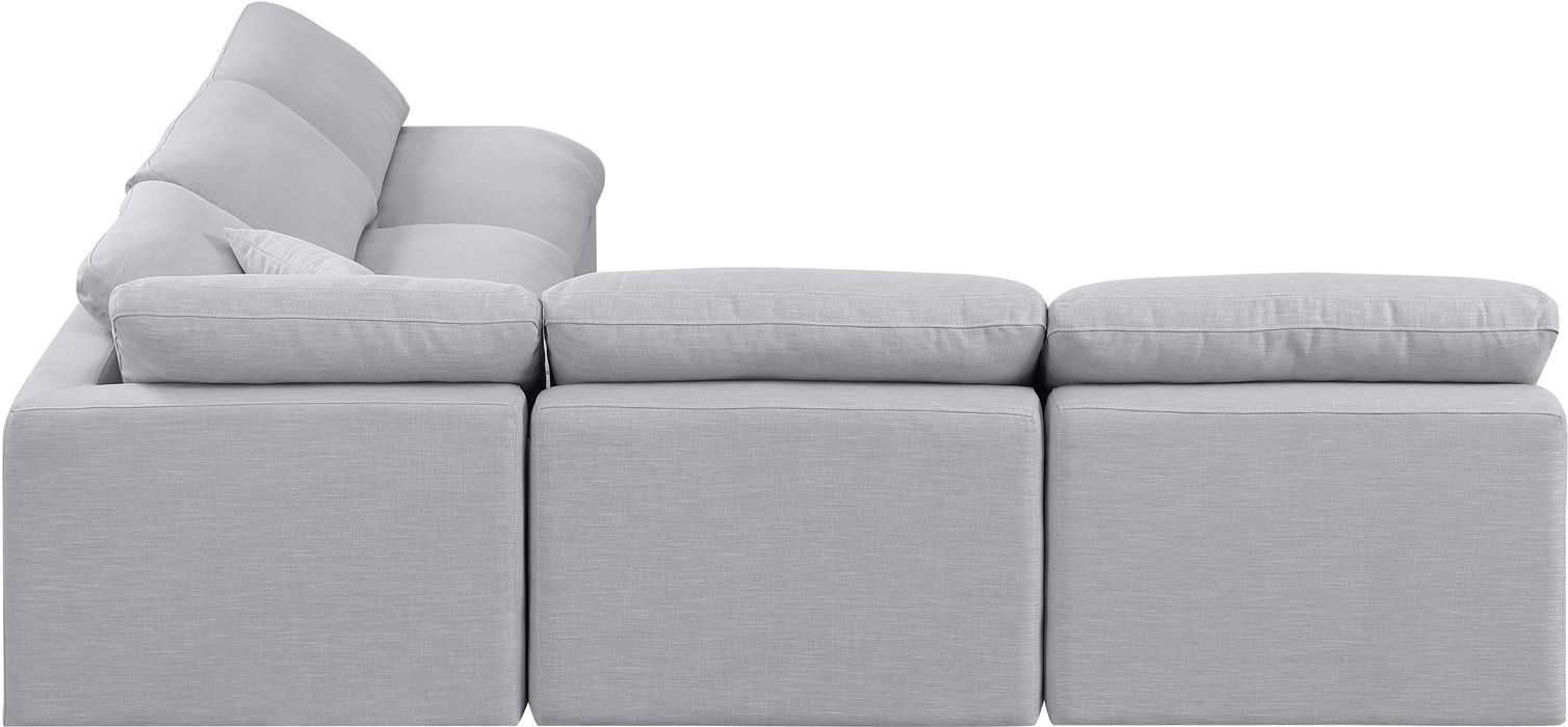 Meridian Furniture - Indulge 105" Grey Linen Textured Fabric Upholstered 5pc. Sectional - 141Grey-Sec5B - GreatFurnitureDeal