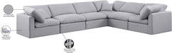 Meridian Furniture - Indulge 140" Grey Linen Textured Fabric Upholstered 6pc. Sectional - 141Grey-Sec6A - GreatFurnitureDeal