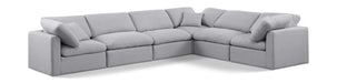 Meridian Furniture - Indulge 140" Grey Linen Textured Fabric Upholstered 6pc. Sectional - 141Grey-Sec6A - GreatFurnitureDeal