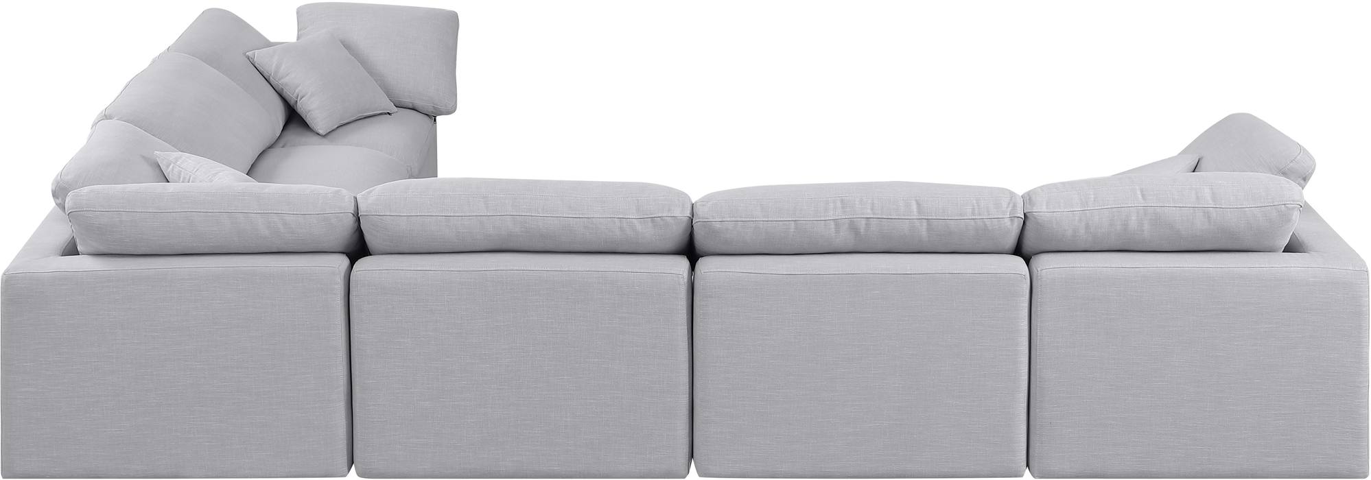 Meridian Furniture - Indulge 140" Grey Linen Textured Fabric Upholstered 6pc. Sectional - 141Grey-Sec6A - GreatFurnitureDeal