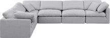 Meridian Furniture - Indulge 140" Grey Linen Textured Fabric Upholstered 6pc. Sectional - 141Grey-Sec6A - GreatFurnitureDeal