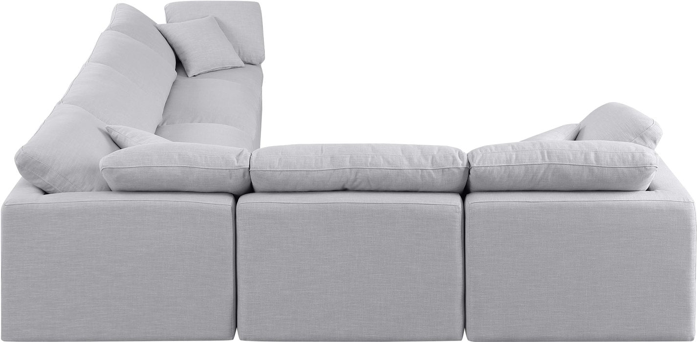 Meridian Furniture - Indulge 140" Grey Linen Textured Fabric Upholstered 6pc. Sectional - 141Grey-Sec6A - GreatFurnitureDeal