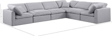 Meridian Furniture - Indulge 140" Grey Linen Textured Fabric Upholstered 6pc. Sectional - 141Grey-Sec6A - GreatFurnitureDeal