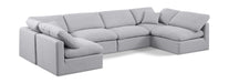 Meridian Furniture - Indulge 140" Grey Linen Textured Fabric Upholstered 6pc. Sectional - 141Grey-Sec6D - GreatFurnitureDeal