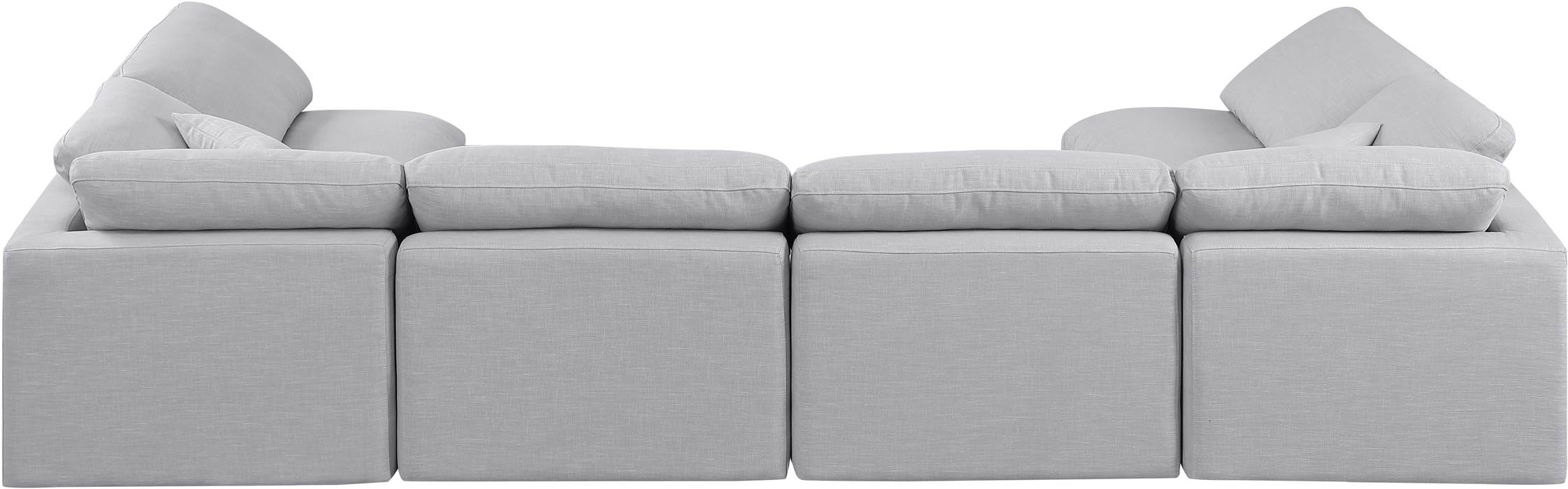 Meridian Furniture - Indulge 140" Grey Linen Textured Fabric Upholstered 6pc. Sectional - 141Grey-Sec6D - GreatFurnitureDeal