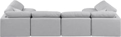 Meridian Furniture - Indulge 140" Grey Linen Textured Fabric Upholstered 6pc. Sectional - 141Grey-Sec6D - GreatFurnitureDeal