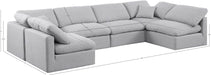 Meridian Furniture - Indulge 140" Grey Linen Textured Fabric Upholstered 6pc. Sectional - 141Grey-Sec6D - GreatFurnitureDeal