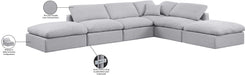 Meridian Furniture - Indulge 140" Grey Linen Textured Fabric Upholstered 6pc. Sectional - 141Grey-Sec6E - GreatFurnitureDeal