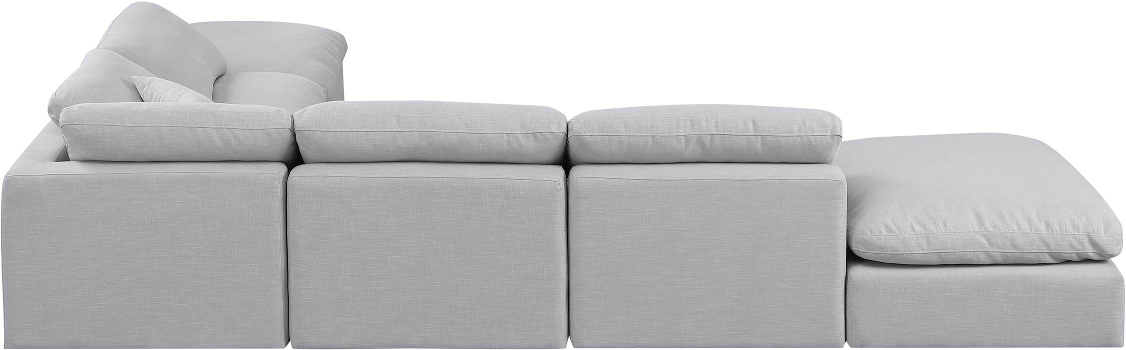 Meridian Furniture - Indulge 140" Grey Linen Textured Fabric Upholstered 6pc. Sectional - 141Grey-Sec6E - GreatFurnitureDeal