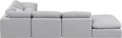 Meridian Furniture - Indulge 140" Grey Linen Textured Fabric Upholstered 6pc. Sectional - 141Grey-Sec6E - GreatFurnitureDeal