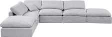 Meridian Furniture - Indulge 140" Grey Linen Textured Fabric Upholstered 6pc. Sectional - 141Grey-Sec6E - GreatFurnitureDeal