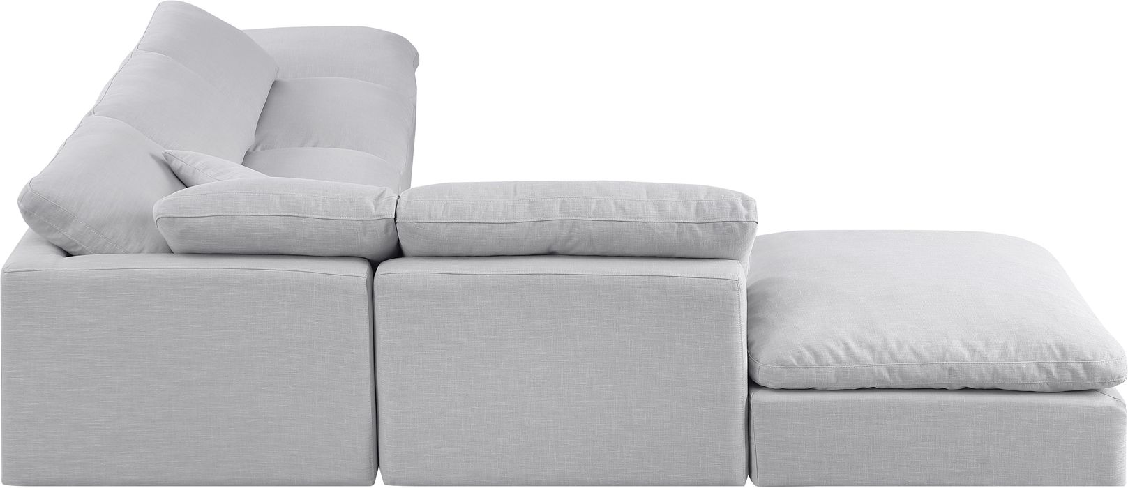Meridian Furniture - Indulge 140" Grey Linen Textured Fabric Upholstered 6pc. Sectional - 141Grey-Sec6E - GreatFurnitureDeal