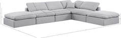 Meridian Furniture - Indulge 140" Grey Linen Textured Fabric Upholstered 6pc. Sectional - 141Grey-Sec6E - GreatFurnitureDeal