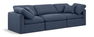 Meridian Furniture - Indulge 105" Navy Linen Textured Fabric Upholstered 3pc. Sofa - 141Navy-S105 - GreatFurnitureDeal