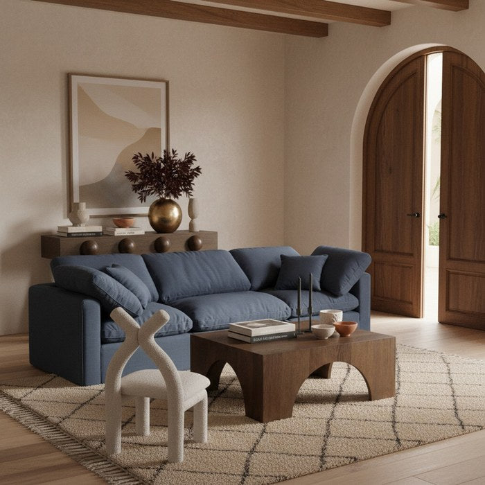 Meridian Furniture - Indulge 105" Navy Linen Textured Fabric Upholstered 3pc. Sofa - 141Navy-S105 - GreatFurnitureDeal
