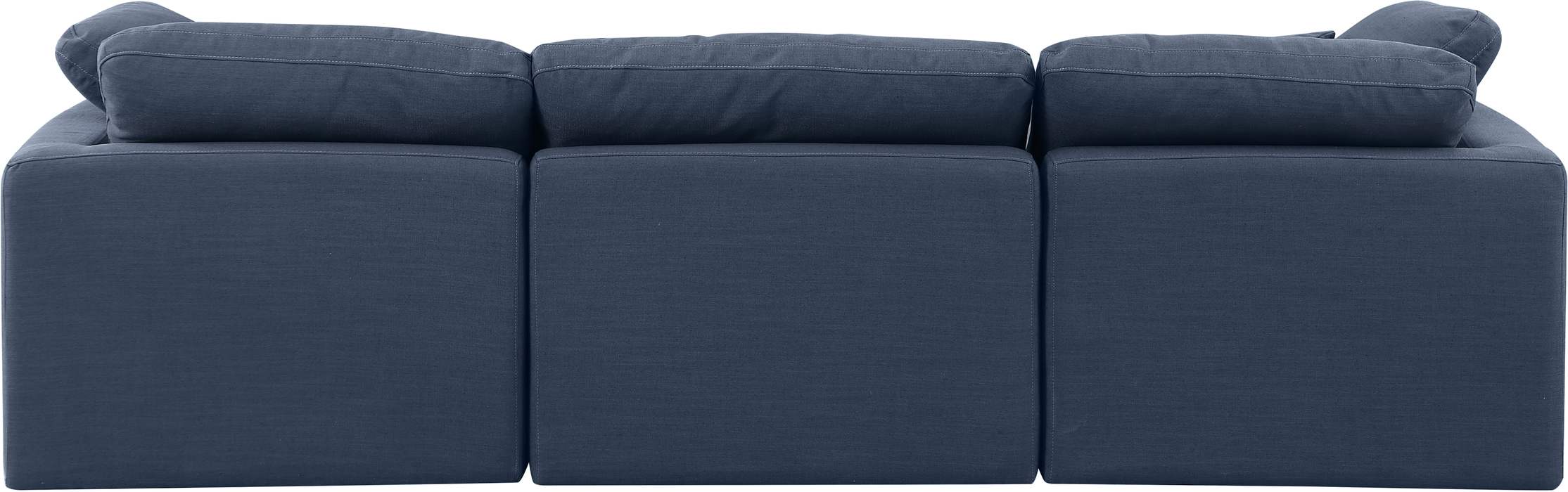 Meridian Furniture - Indulge 105" Navy Linen Textured Fabric Upholstered 3pc. Sofa - 141Navy-S105 - GreatFurnitureDeal