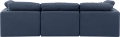 Meridian Furniture - Indulge 105" Navy Linen Textured Fabric Upholstered 3pc. Sofa - 141Navy-S105 - GreatFurnitureDeal