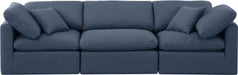 Meridian Furniture - Indulge 105" Navy Linen Textured Fabric Upholstered 3pc. Sofa - 141Navy-S105 - GreatFurnitureDeal