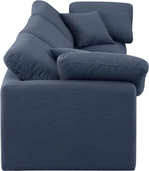Meridian Furniture - Indulge 105" Navy Linen Textured Fabric Upholstered 3pc. Sofa - 141Navy-S105 - GreatFurnitureDeal
