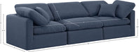 Meridian Furniture - Indulge 105" Navy Linen Textured Fabric Upholstered 3pc. Sofa - 141Navy-S105 - GreatFurnitureDeal