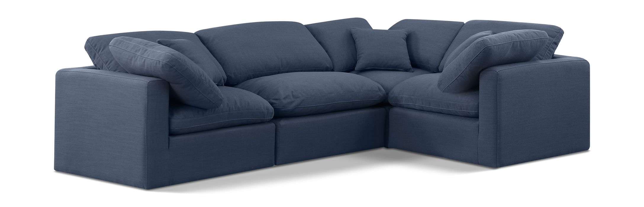 Meridian Furniture - Indulge 105" Navy Linen Textured Fabric Upholstered 4pc. Sectional - 141Navy-Sec4C - GreatFurnitureDeal