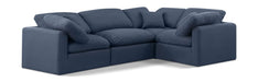 Meridian Furniture - Indulge 105" Navy Linen Textured Fabric Upholstered 4pc. Sectional - 141Navy-Sec4C - GreatFurnitureDeal