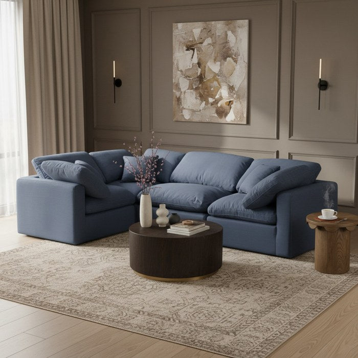 Meridian Furniture - Indulge 105" Navy Linen Textured Fabric Upholstered 4pc. Sectional - 141Navy-Sec4C - GreatFurnitureDeal