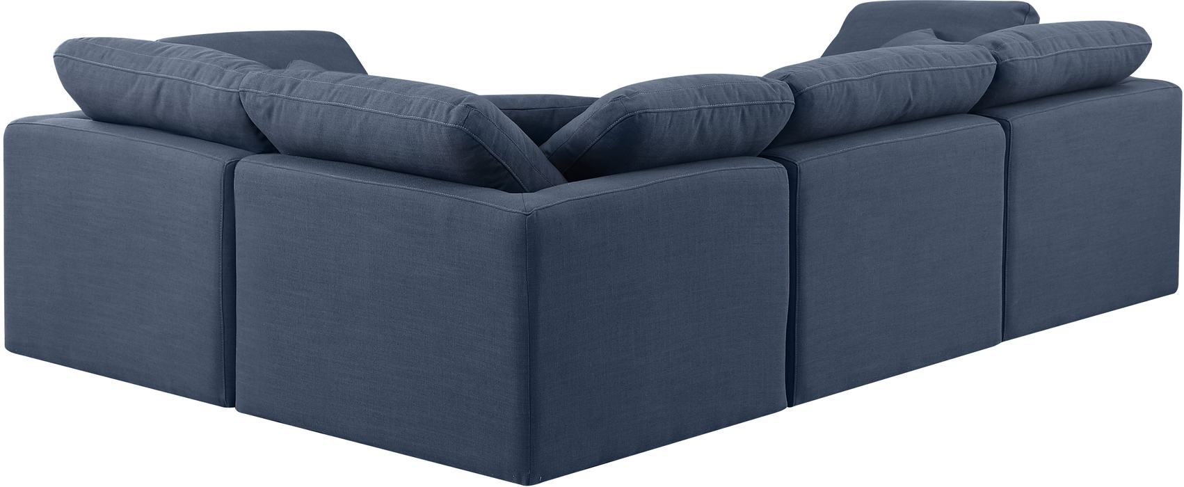 Meridian Furniture - Indulge 105" Navy Linen Textured Fabric Upholstered 4pc. Sectional - 141Navy-Sec4C - GreatFurnitureDeal