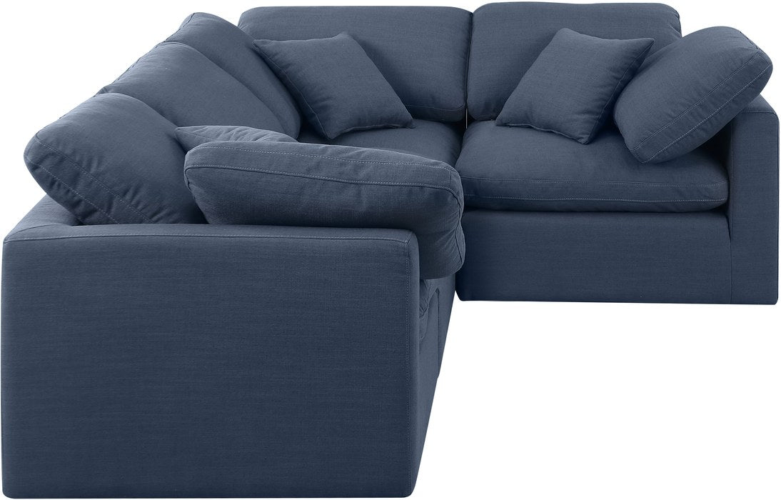 Meridian Furniture - Indulge 105" Navy Linen Textured Fabric Upholstered 4pc. Sectional - 141Navy-Sec4C - GreatFurnitureDeal
