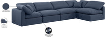 Meridian Furniture - Indulge 140" Navy Linen Textured Fabric Upholstered 5pc. Sectional - 141Navy-Sec5D - GreatFurnitureDeal