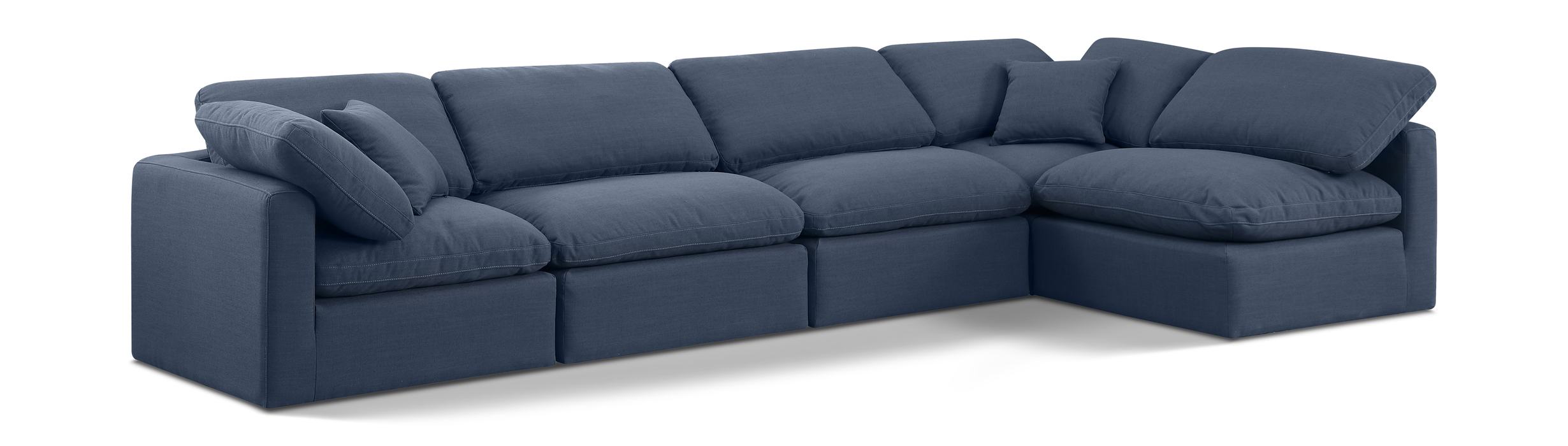 Meridian Furniture - Indulge 140" Navy Linen Textured Fabric Upholstered 5pc. Sectional - 141Navy-Sec5D - GreatFurnitureDeal