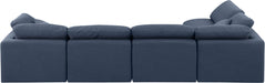 Meridian Furniture - Indulge 140" Navy Linen Textured Fabric Upholstered 5pc. Sectional - 141Navy-Sec5D - GreatFurnitureDeal