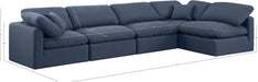 Meridian Furniture - Indulge 140" Navy Linen Textured Fabric Upholstered 5pc. Sectional - 141Navy-Sec5D - GreatFurnitureDeal