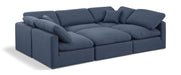 Meridian Furniture - Indulge 105" Navy Linen Textured Fabric Upholstered 6pc. Sectional - 141Navy-Sec6C - GreatFurnitureDeal