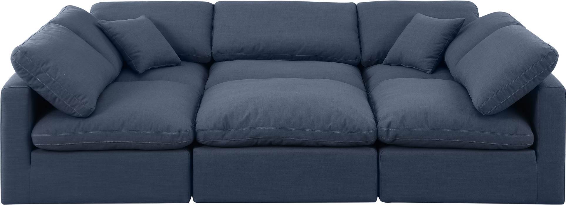 Meridian Furniture - Indulge 105" Navy Linen Textured Fabric Upholstered 6pc. Sectional - 141Navy-Sec6C - GreatFurnitureDeal
