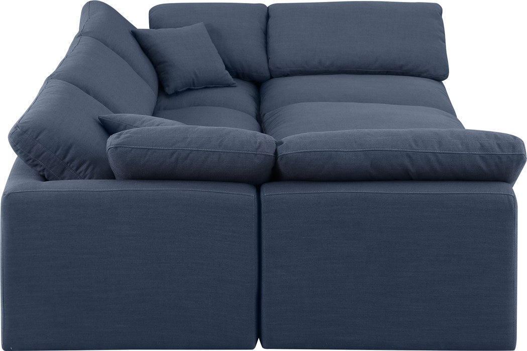 Meridian Furniture - Indulge 105" Navy Linen Textured Fabric Upholstered 6pc. Sectional - 141Navy-Sec6C - GreatFurnitureDeal