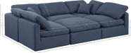 Meridian Furniture - Indulge 105" Navy Linen Textured Fabric Upholstered 6pc. Sectional - 141Navy-Sec6C - GreatFurnitureDeal
