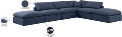 Meridian Furniture - Indulge 140" Navy Linen Textured Fabric Upholstered 6pc. Sectional - 141Navy-Sec6E - GreatFurnitureDeal