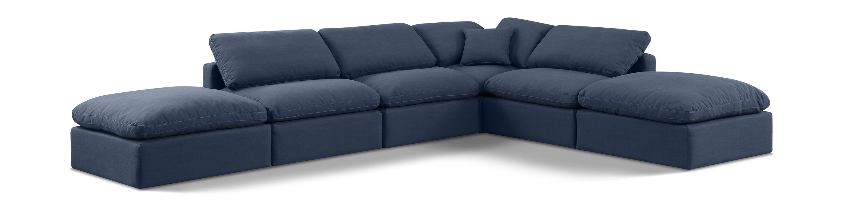 Meridian Furniture - Indulge 140" Navy Linen Textured Fabric Upholstered 6pc. Sectional - 141Navy-Sec6E - GreatFurnitureDeal