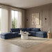 Meridian Furniture - Indulge 140" Navy Linen Textured Fabric Upholstered 6pc. Sectional - 141Navy-Sec6E - GreatFurnitureDeal