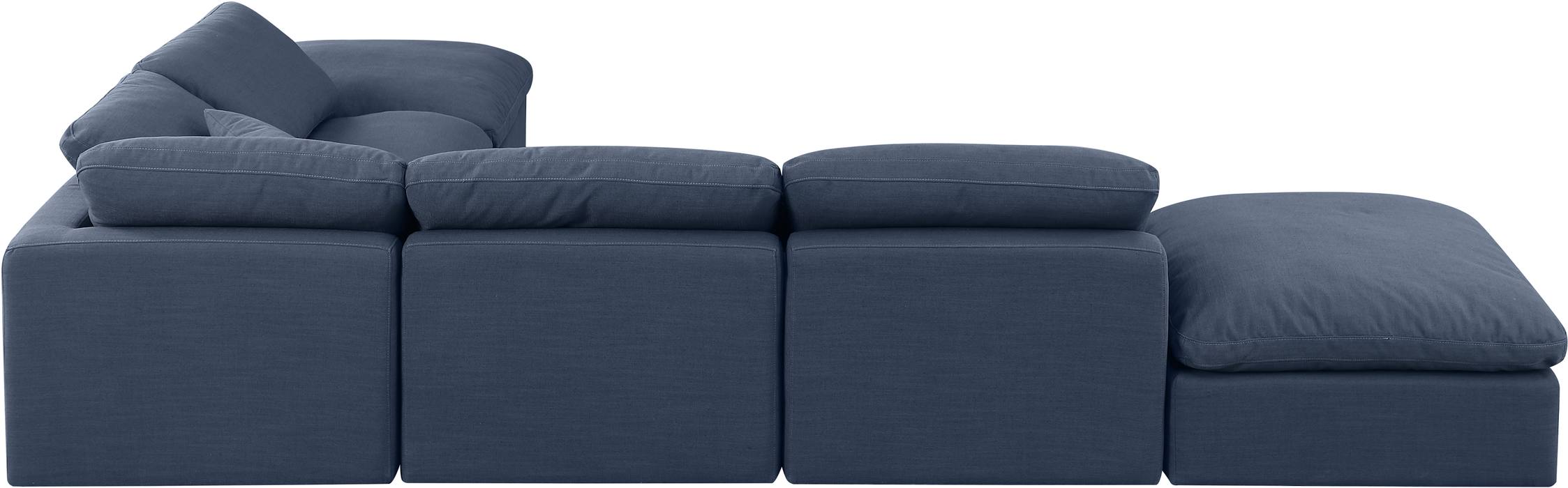 Meridian Furniture - Indulge 140" Navy Linen Textured Fabric Upholstered 6pc. Sectional - 141Navy-Sec6E - GreatFurnitureDeal