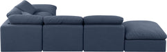 Meridian Furniture - Indulge 140" Navy Linen Textured Fabric Upholstered 6pc. Sectional - 141Navy-Sec6E - GreatFurnitureDeal