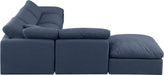 Meridian Furniture - Indulge 140" Navy Linen Textured Fabric Upholstered 6pc. Sectional - 141Navy-Sec6E - GreatFurnitureDeal