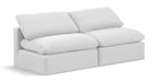 Meridian Furniture - Indulge 70" White Linen Textured Fabric Upholstered 2pc. Armless Loveseat - 141White-S2 - GreatFurnitureDeal