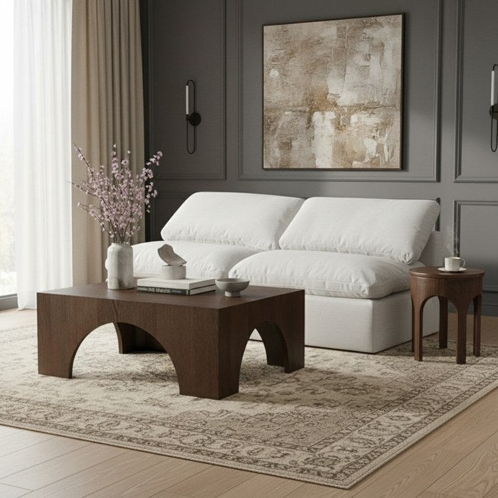 Meridian Furniture - Indulge 70" White Linen Textured Fabric Upholstered 2pc. Armless Loveseat - 141White-S2 - GreatFurnitureDeal