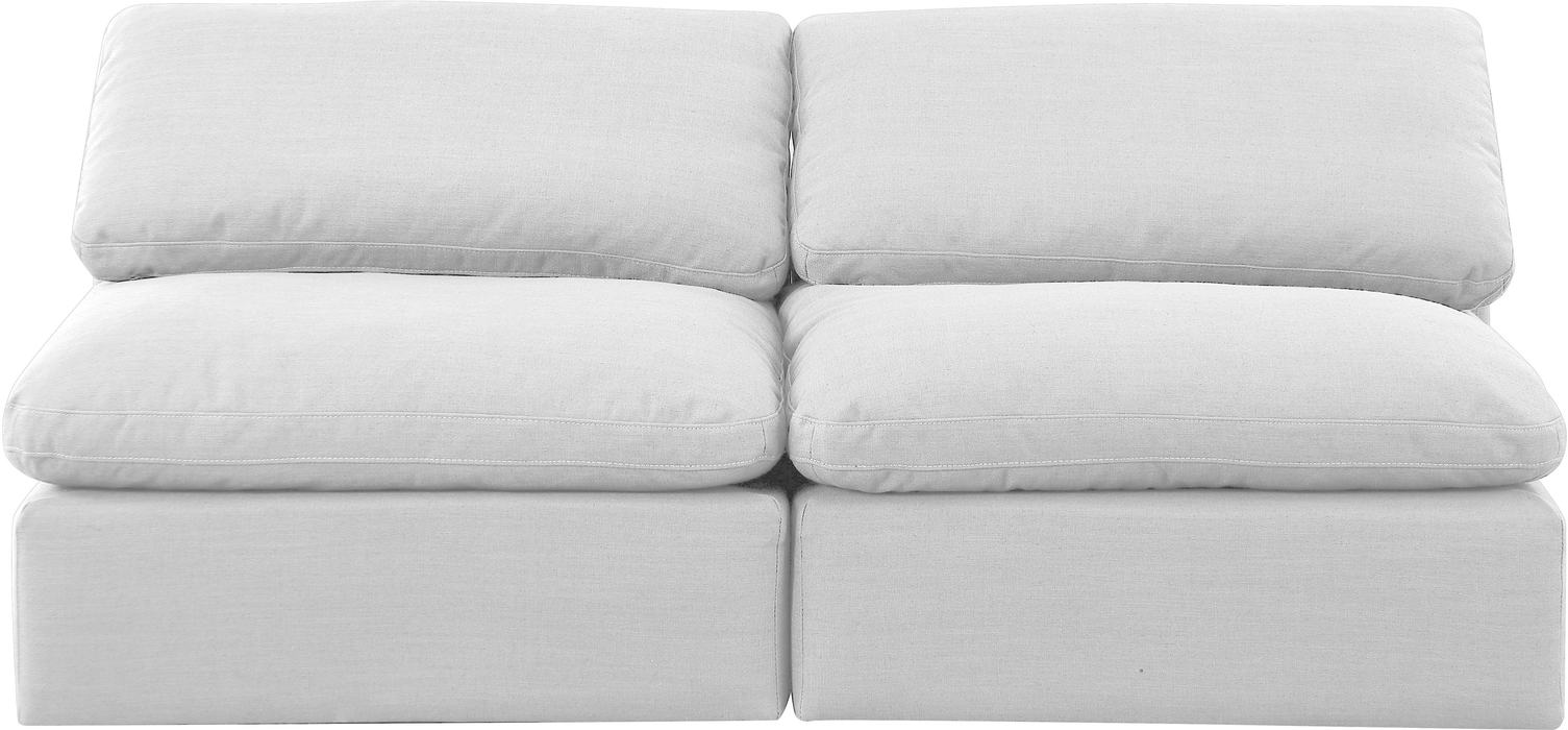 Meridian Furniture - Indulge 70" White Linen Textured Fabric Upholstered 2pc. Armless Loveseat - 141White-S2 - GreatFurnitureDeal