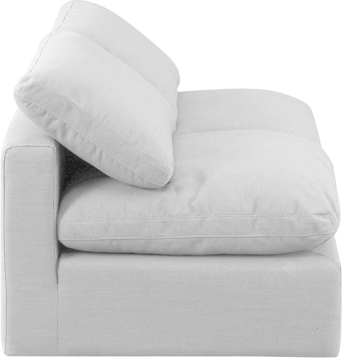 Meridian Furniture - Indulge 70" White Linen Textured Fabric Upholstered 2pc. Armless Loveseat - 141White-S2 - GreatFurnitureDeal